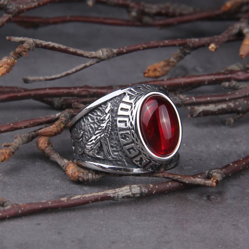 THE RED WOLF Steel Ring