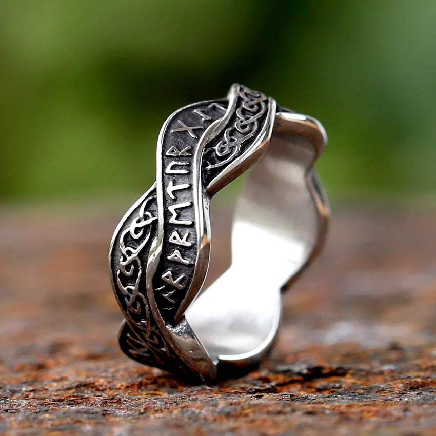 Runic Guardian Steel Ring - The Dragon Shop