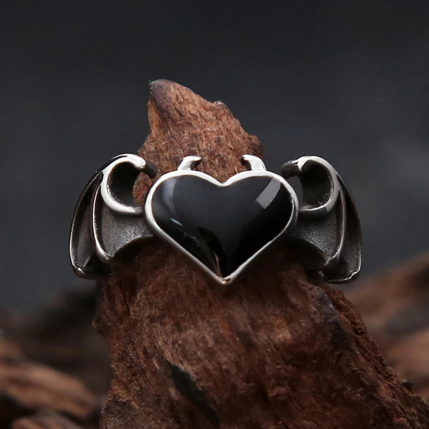 BLACKHEART Steel Ring - The Dragon Shop