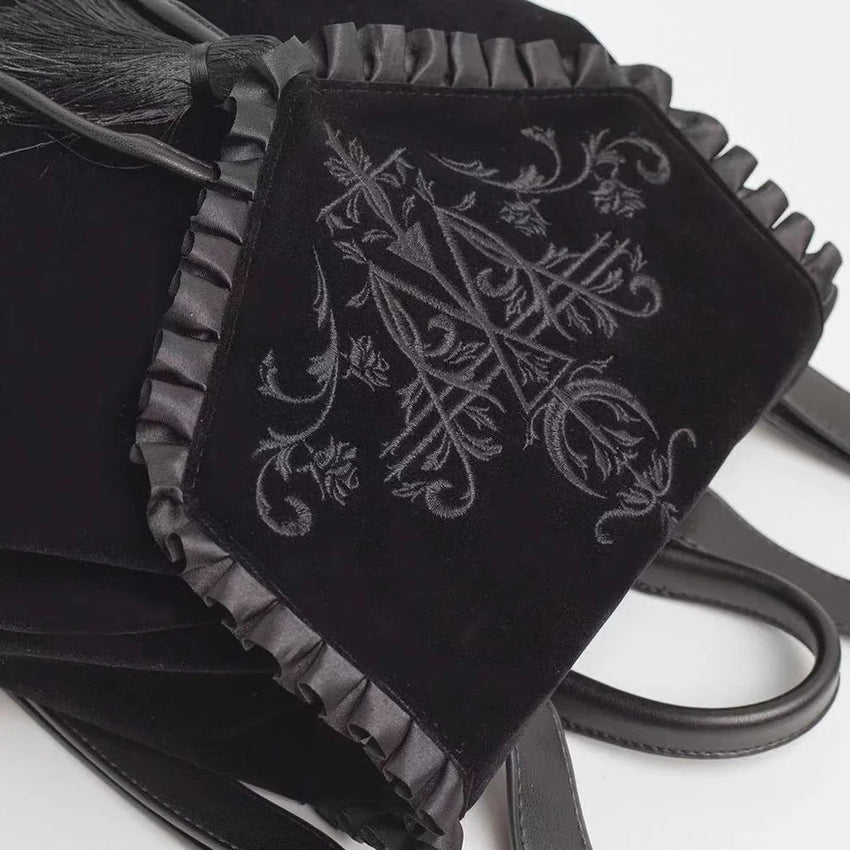 Dark Scarlett Velvet Handbag The Dragon Shop