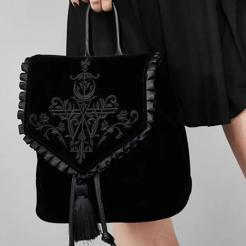 Dark Scarlett Velvet Handbag The Dragon Shop